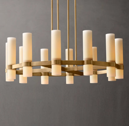 Ravelle Round Milk Glass Chandelier 36"