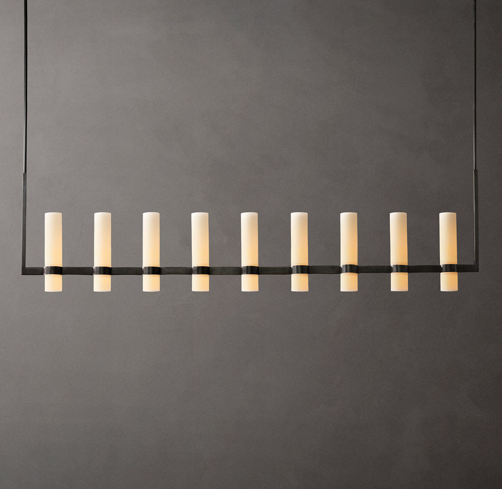 Ravelle Linear Milk Glass Chandelier 71"