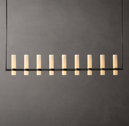 Ravelle Linear Milk Glass Chandelier 71"