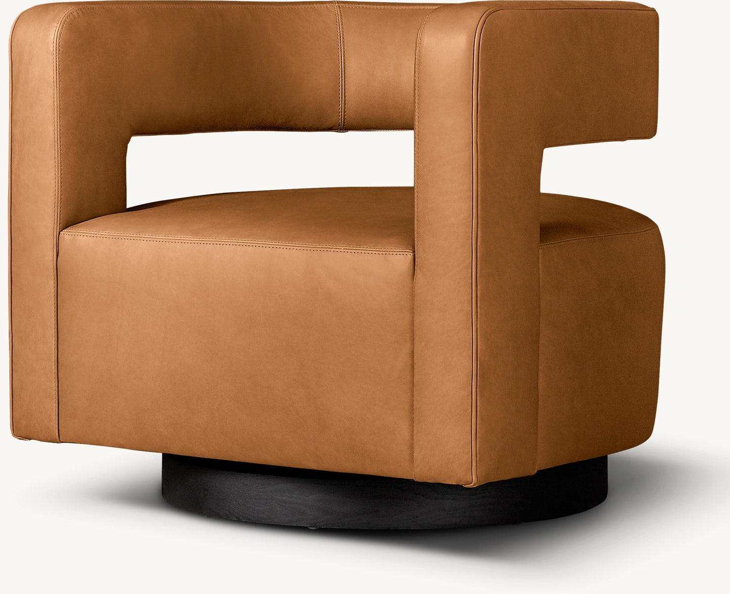 Drew Curved Leather Swivel Chair