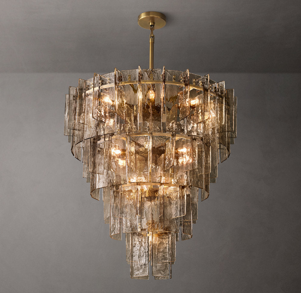 Lattice Smoke Glass Tiered Chandelier 47"