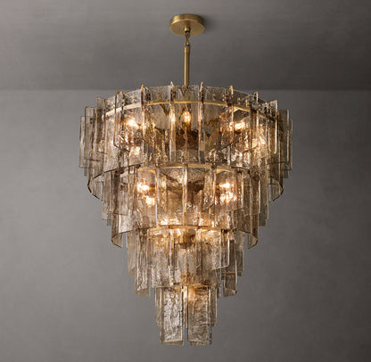 Lattice Smoke Glass Tiered Chandelier 47"