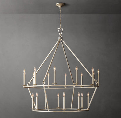 19TH C. ENGLISH OPENWORK TWO-TIER ROUND CHANDELIER 50"