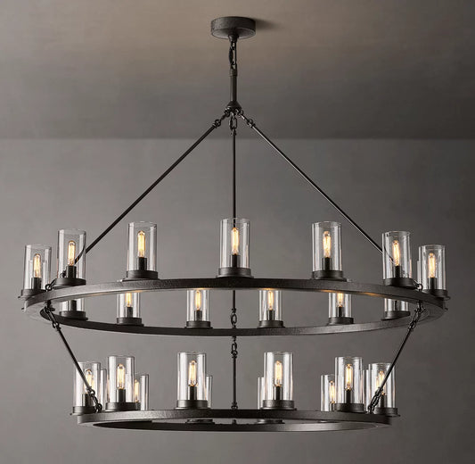 Ondra Round Two-Tier Clear Glass Chandelier 48"