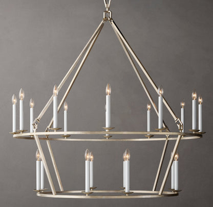 19TH C. ENGLISH OPENWORK TWO-TIER ROUND CHANDELIER 50"