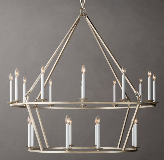 19TH C. ENGLISH OPENWORK TWO-TIER ROUND CHANDELIER 50"