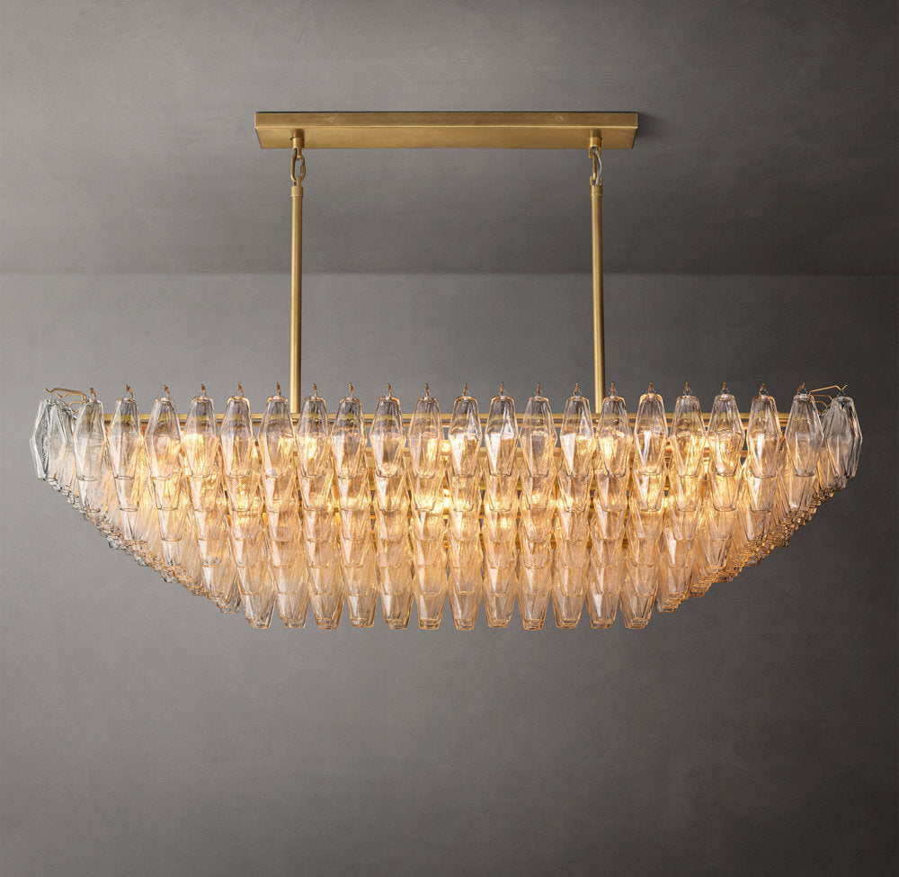 Chiara Clear Glass Tiered Rectangular Chandelier 54"