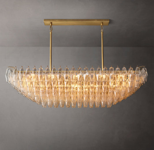 Chiara Clear Glass Tiered Rectangular Chandelier 54"