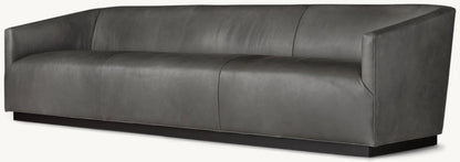 1950s Italian Leather Shelter Arm Sofa