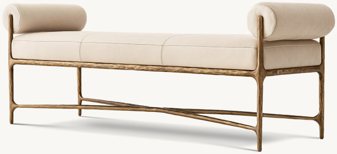 Thaddeus Leather Double Bolster End-of-Bed Bench