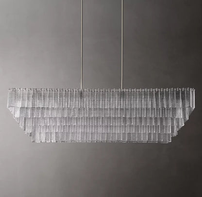 Sirene Clear Glass Rectangular Chandelier 77"