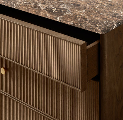 Genevieve Emperador Reeded 10-Drawer Dresser