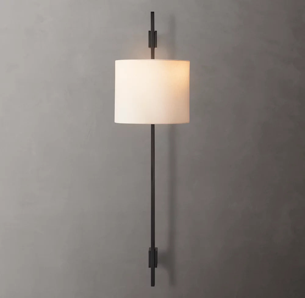Vela Rectangular Bar Sconce - Round Shade