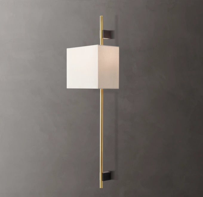 Vela Round Bar Sconce - Rectangular Shade
