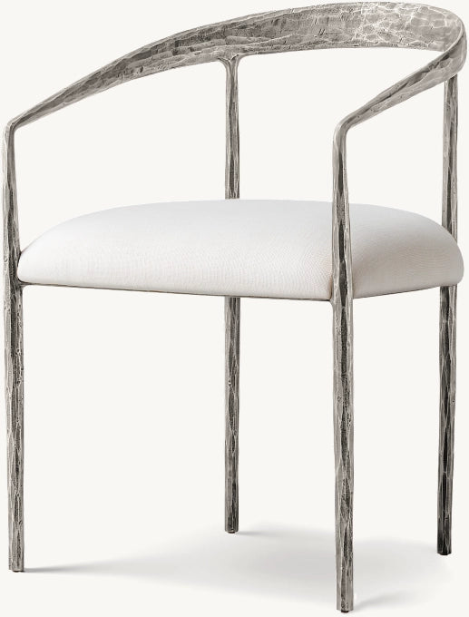 Thaddeus Curved Fabric Dining Armchair