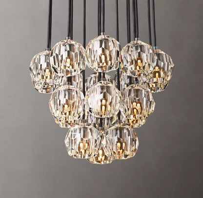 Boule De Cristal Clear Glass Round Cluster Chandelier 19"
