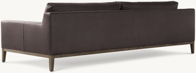 Italia Leather Track Arm Sofa - Oak Base