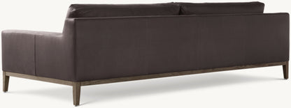 Italia Leather Track Arm Sofa - Oak Base