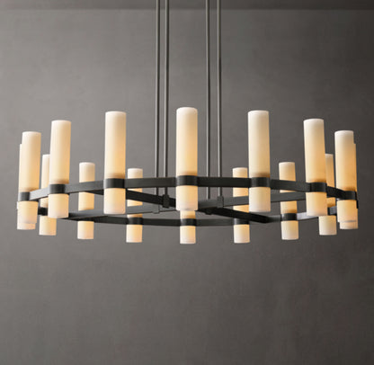 Ravelle Round Milk Glass Chandelier 48"