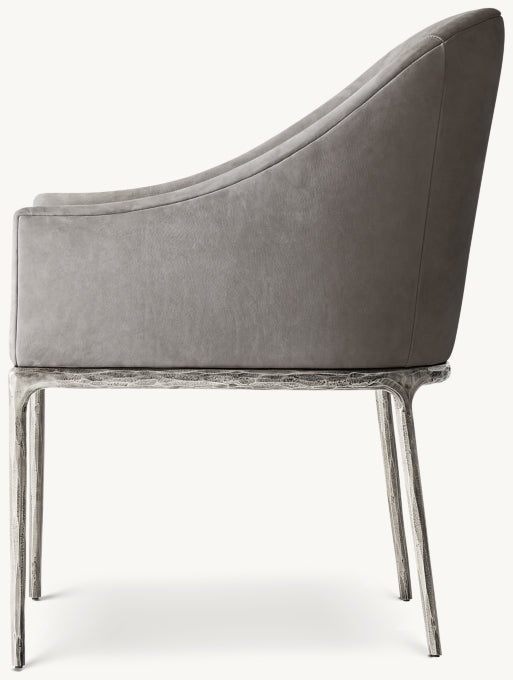 THADDEUS BARRELBACK SLOPE LEATHER DINING ARMCHAIR