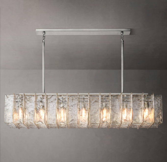Lattice Clear Glass Rectangular Chandelier 67"