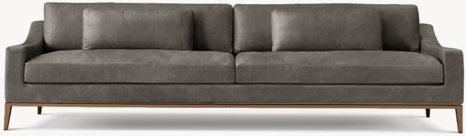 Italia Leather Slope Arm Sofa - Metal Base