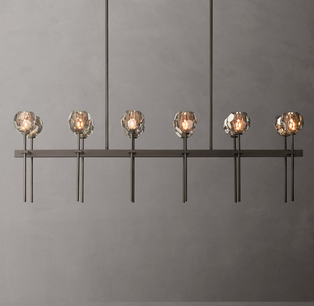 Boule De Cristal Smoke Glass Double Linear Chandelier 60"