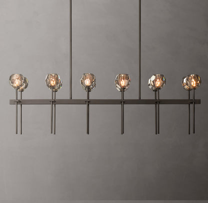 Boule De Cristal Smoke Glass Double Linear Chandelier 60"