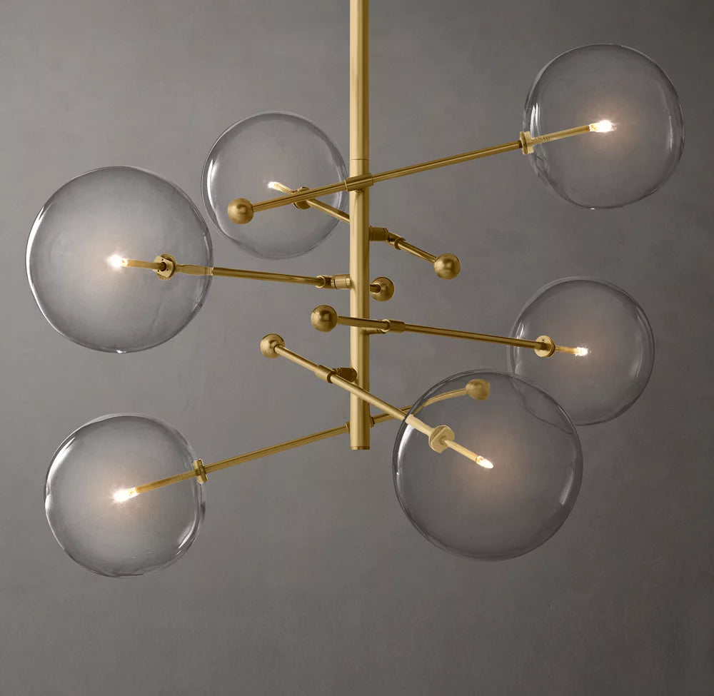 Glass Globe Mobile Six-Arm Chandelier 55"