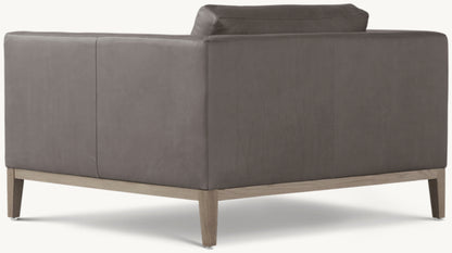 Italia Taper Arm Leather Chair - Oak Base