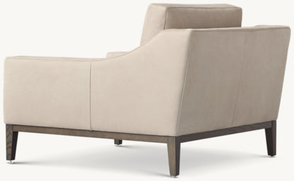 Italia Slope Arm Leather Chair - Oak Base