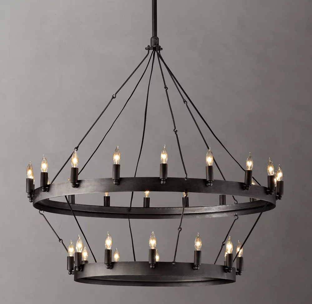 Camino Vintage Candelabra Two-Tier Chandelier 38"