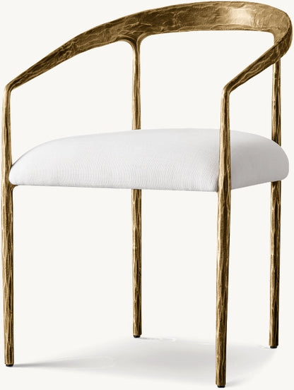 Thaddeus Curved Fabric Dining Armchair