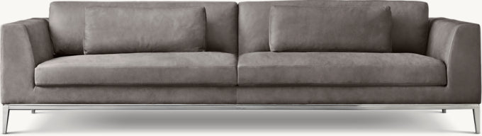 Italia Leather Taper Arm Sofa - Metal Base