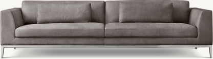 Italia Leather Taper Arm Sofa - Metal Base
