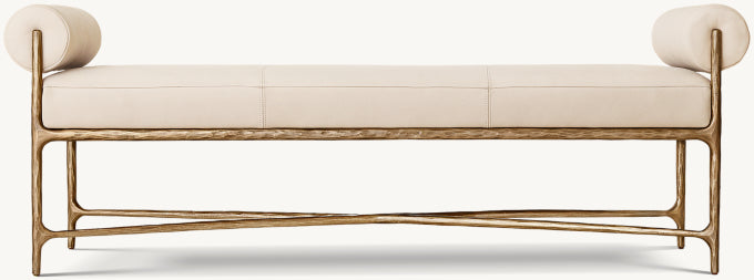 Thaddeus Leather Double Bolster End-of-Bed Bench