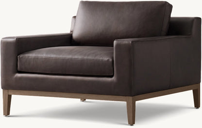 Italia Track Arm Leather Chair - Oak Base