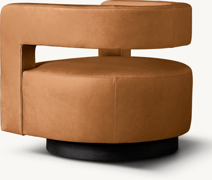 Drew Curved Leather Swivel Chair