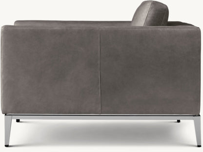 Italia Taper Arm Leather Chair - Metal Base