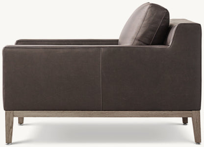 Italia Track Arm Leather Chair - Oak Base