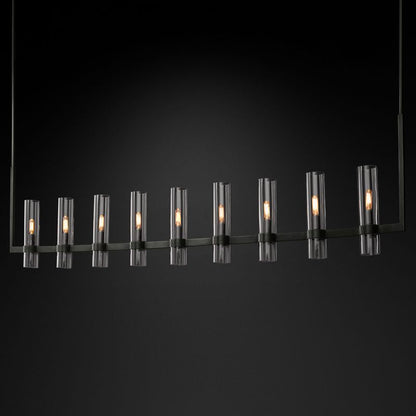 Ravella Blown Glass Linear Dining Room Chandelier 71"