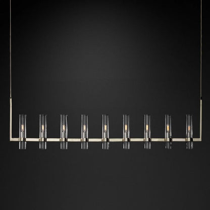 Ravella Blown Glass Linear Dining Room Chandelier 71"