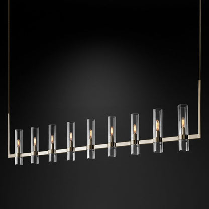 Ravella Blown Glass Linear Dining Room Chandelier 71"