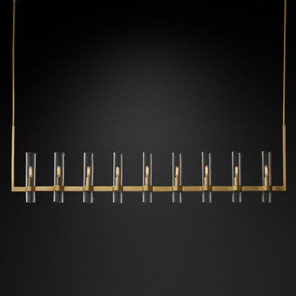 Ravella Blown Glass Linear Dining Room Chandelier 71"
