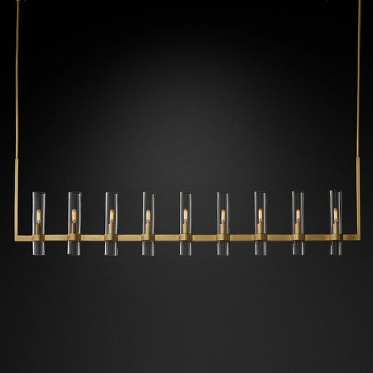 Ravella Blown Glass Linear Dining Room Chandelier 71"