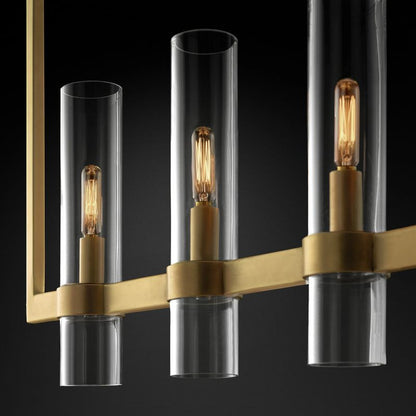 Ravella Blown Glass Linear Dining Room Chandelier 71"