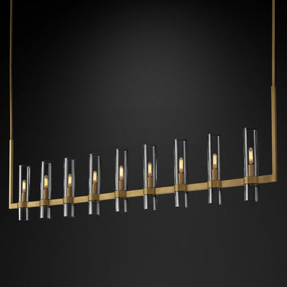 Ravella Blown Glass Linear Dining Room Chandelier 71"