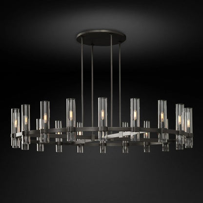 Ravella Blown Glass Round Living Room Chandelier 60"