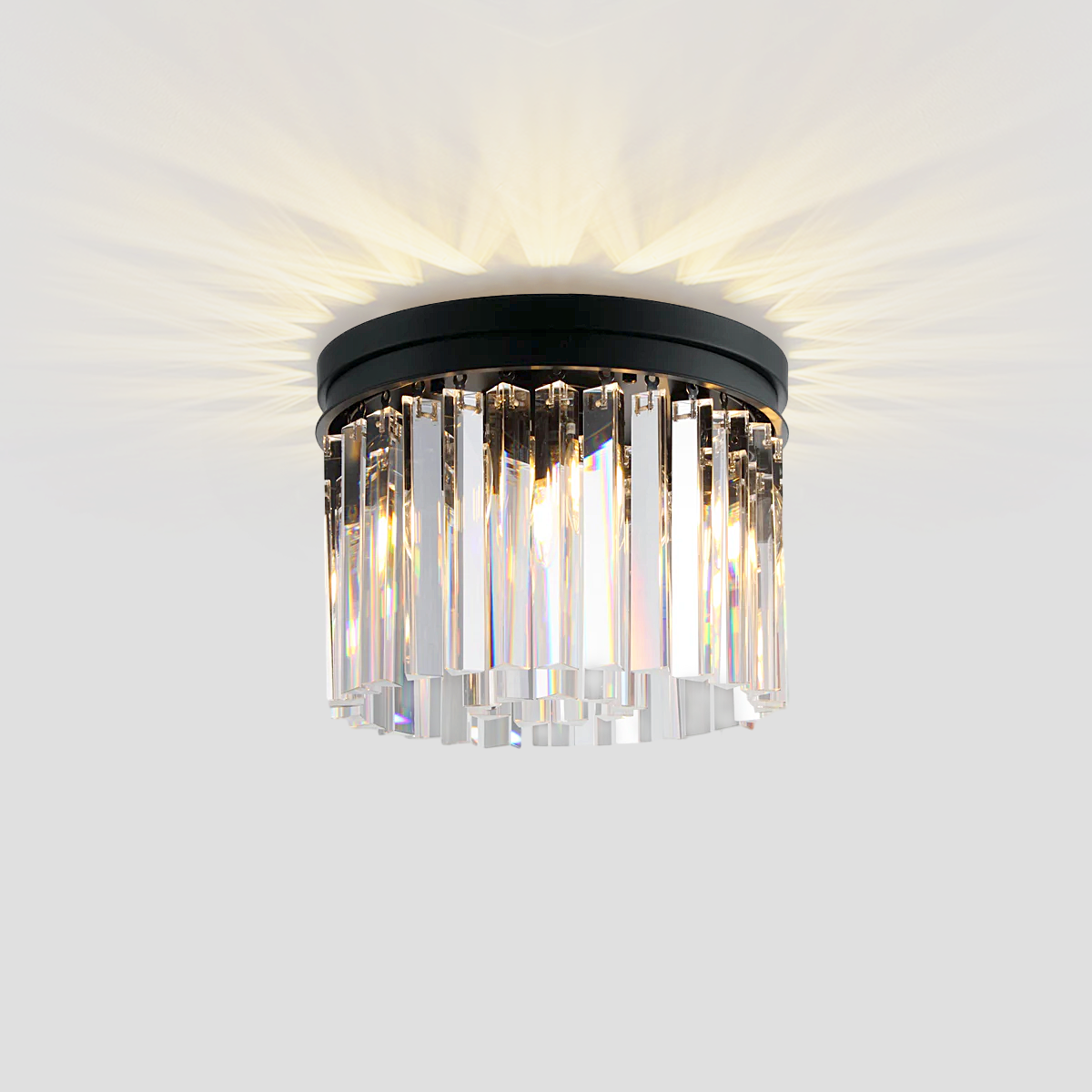 1920s Tedem 1-Tier Crystal Round Flushmount