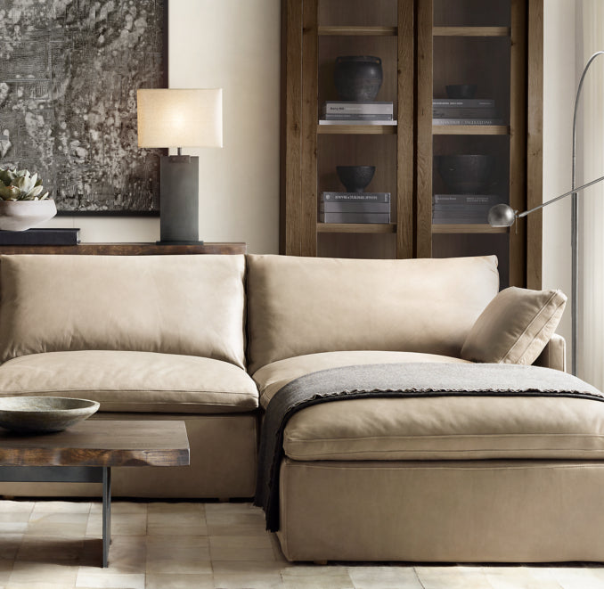 Cloud Modular Track Arm Leather 3-Piece Sofa